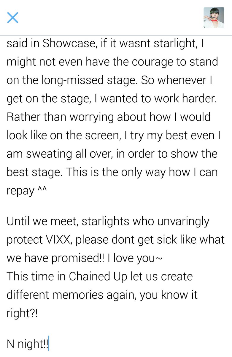 VIXXLeoxN's tweet photo. 151116 #차학연 N Fancafe Update 【Starlight's Cha Hakyeon】@CHA_NNNNN 💕💕😇😇

@SBS_MTV #더쇼 #빅스 https://t.co/9FJvrmYGfv