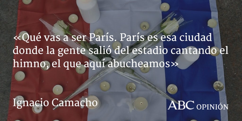 abc_es's tweet photo. Las campanas de Hemingway, por Ignacio Camacho #ABCopinión https://t.co/fnooneft52 #ParisAttacks https://t.co/RLX3A6CKuw