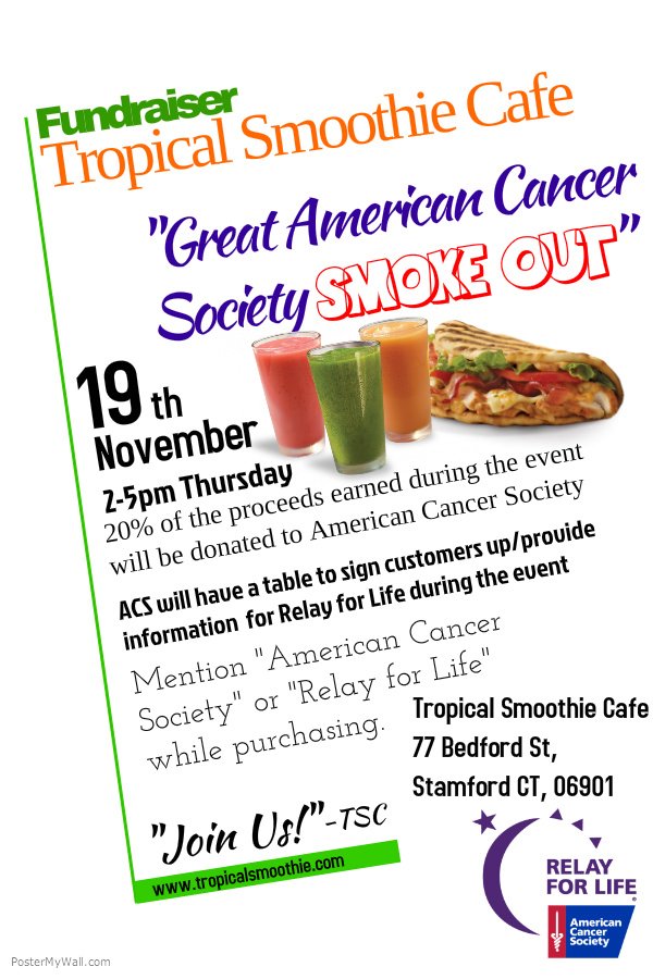 TSC_CT's tweet photo. TODAY 2-5pm Fundraiser for American Cancer Society! 20% of proceeds will be donated! #ACS #RelayForLife #Fundraiser https://t.co/QcBoFKpvqn