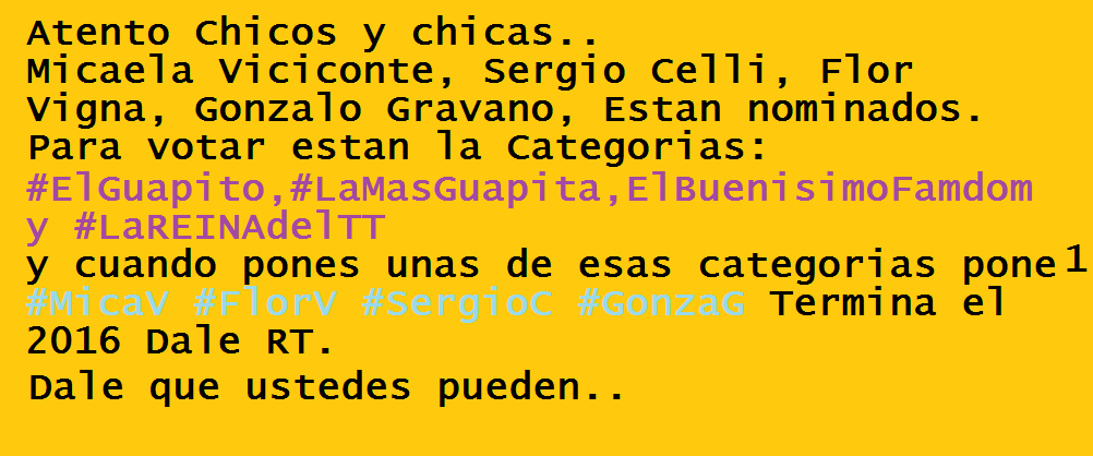 AntoLizarraga01's tweet photo. @UnionViciconte_  @MicaelistasArg  @Micaelandia_ @UnionVignista @Vignista_9 RT y voten dale difundan la foto  .Porfa https://t.co/nMEhitVB2e