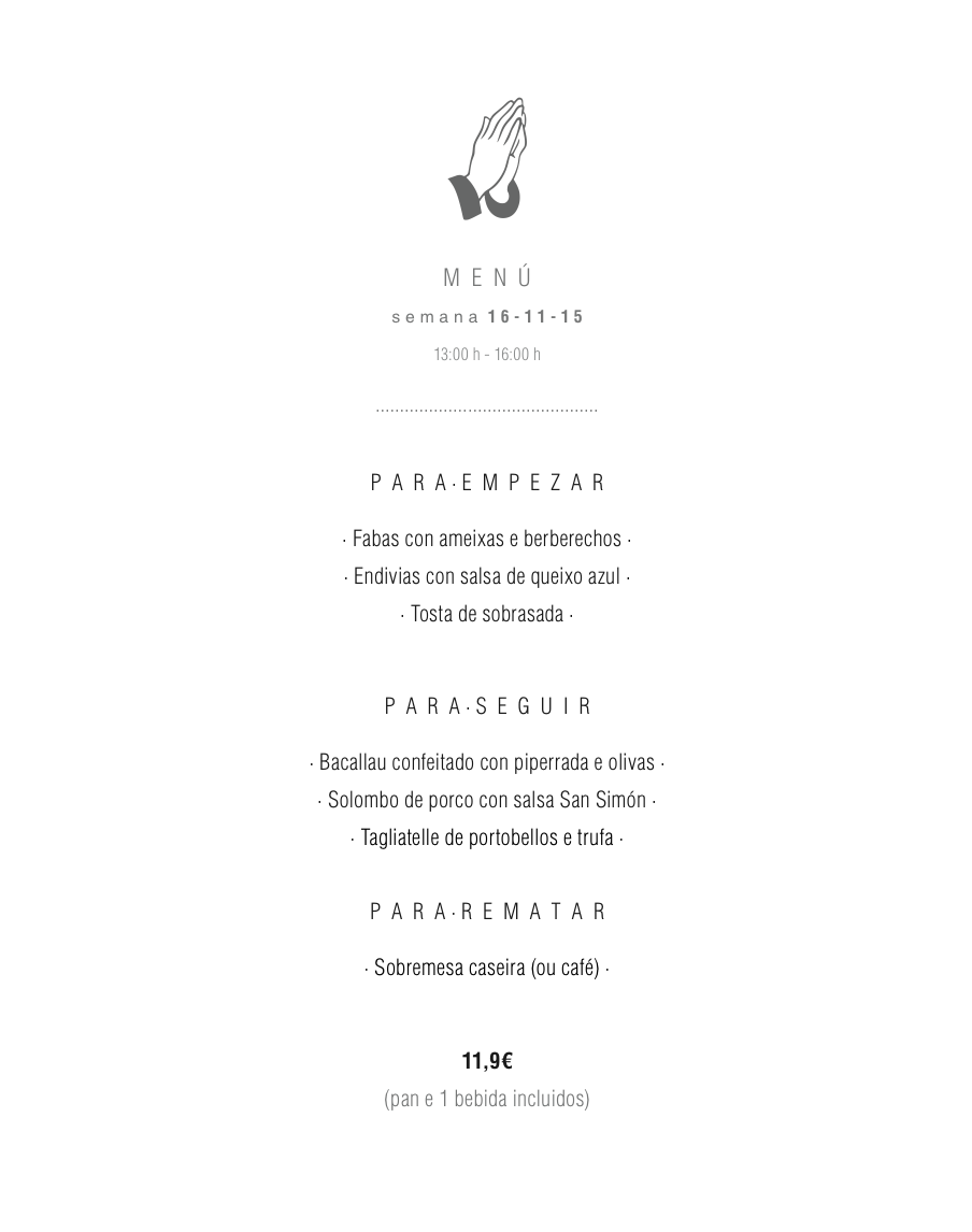 resasrestaurant's tweet photo. #MENÚ @resasrestaurant @decompostela 9-13 novembro (13-16h) #Fabas #Sobrasada #Bacallau #Solombo #Tagliatelle... https://t.co/jlfkQmMJ4n