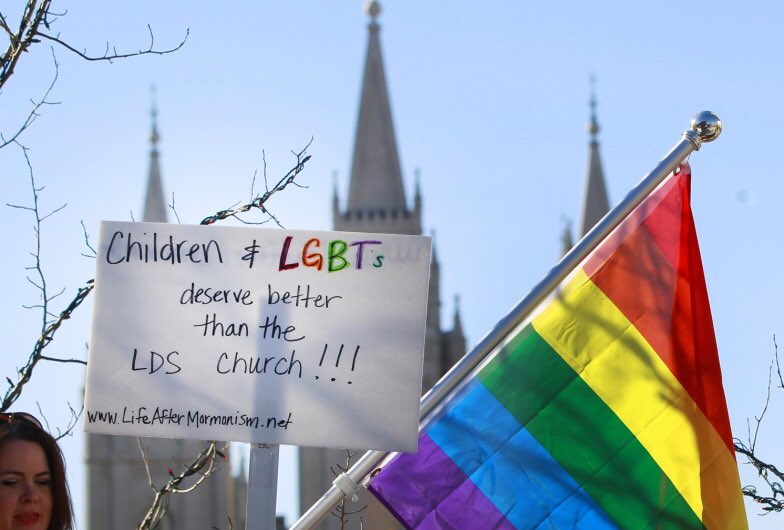 DCHomos's tweet photo. Protesters stage mass resignation from Mormon Church over new anti-gay rules

https://t.co/F6fG133vTV https://t.co/OuhHzLCaV0