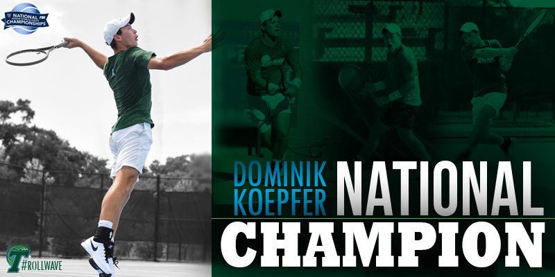 #Tulane's Dominik Koepfer def. Cal's Andre Goransson, 6-1, 7-5 to win the #NIIC National Title! #RollWave