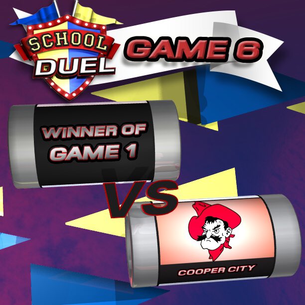 SchoolDuel's tweet photo. Gm 6 is #CooperCity vs the winner of Gm 1 (#Taravella vs #PompanoBch).
Tmrw we reveal Gm 7 of #SchoolDuel 2016! https://t.co/h3aMnhD8AP