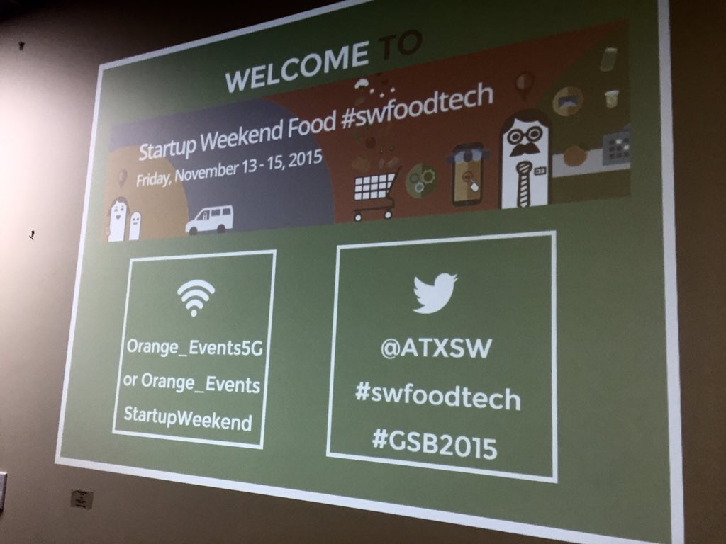 Demo Day getting ready to start. Can't wait to hear the pitches! <a href="/ATXSW/">Startup Weekend ATX</a> #swfoodtech #GSB2015