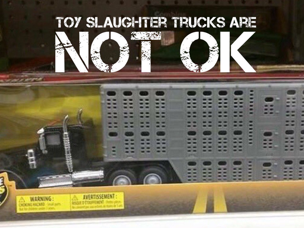 This_is_Connie's tweet photo. @Walmart needs to stop telling toy slaughter trucks to kids. It is NOT OK. #kindnessnotcruelty https://t.co/7EU9eVkVA4