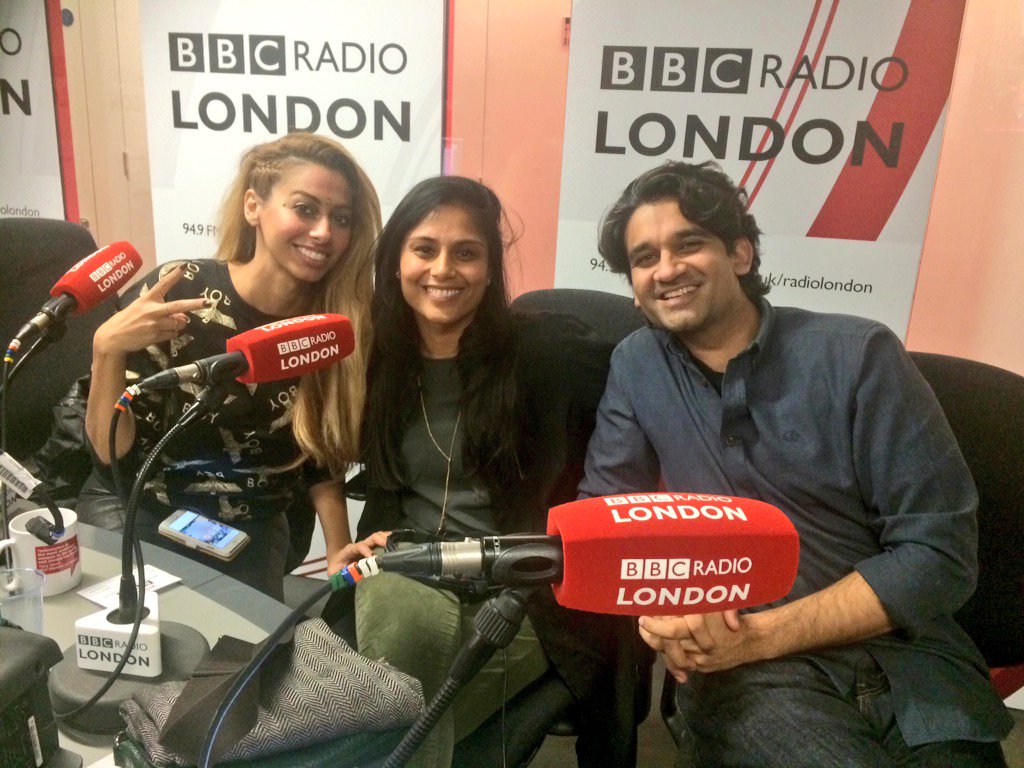 .<a href="/sonnamusic/">Sonna Rele</a> <a href="/KeertiMathur/">Keerti Mathur</a> @Niravta108 have arrived &amp; celebrating #britishtalent on <a href="/BBCRadioLondon/">BBC Radio London</a> #ModiAtWembley