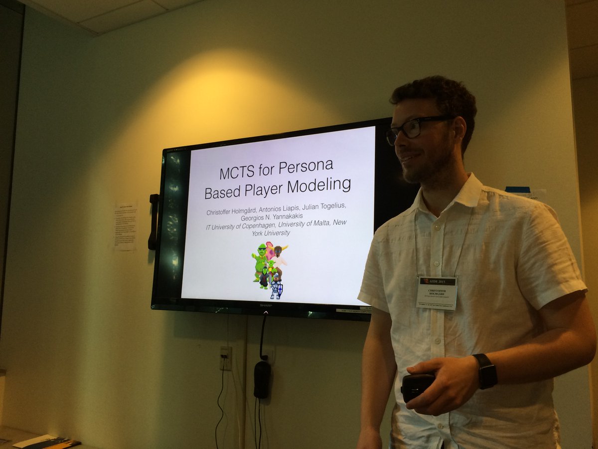 chongdashu's tweet image. Yay! Next up @holmgard  talking about player modeling with MCTS #AIIDE15 #AIIDE
