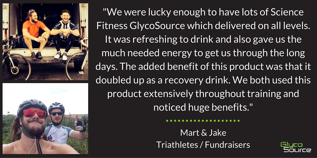 ScienceFitUK's tweet photo. @round_britain Mart &amp; Jake used GlycoSource on there 2200 mile cycle round England, here's what they thought... https://t.co/f34XxyEeYj