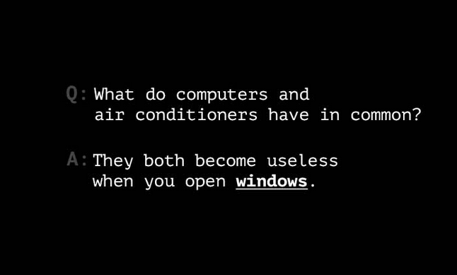 JosefDaghfous's tweet photo. Common thing between computer’s and Air Conditioners #ProgrammingJokes https://t.co/ECLm42BKJq