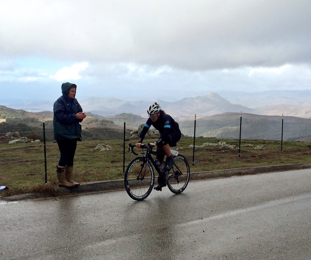 WestSide_Rabbit's tweet photo. Lead KOM woman fighting 50 MPH gusts with rain to get here! #raceslo @SLOGranFondo @USL_tv https://t.co/8srQ0Bx1fv