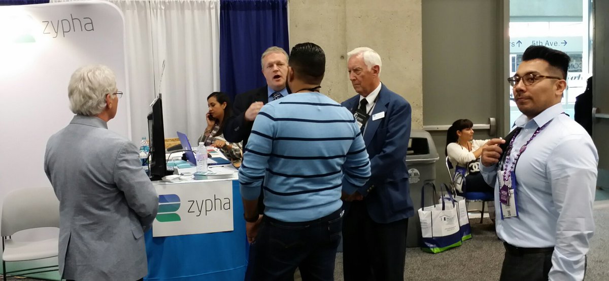 ZyphaUS's tweet photo. A very busy #Zypha booth with 2 agents who walked the whole floor, said we're the best in tech! #narannual #SanDiego https://t.co/G1KCLXYNxs