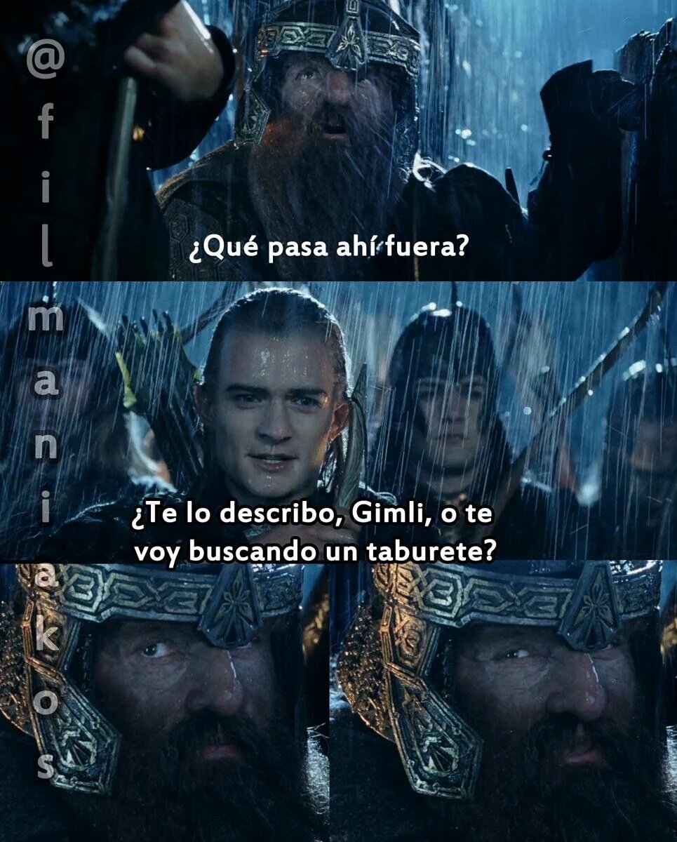 filmaniakos's tweet photo. - ¿Qué pasa ahí fuera?                                    - ¿Te lo describo Gimli o te voy buscando un taburete? https://t.co/ajRDNovUkI
