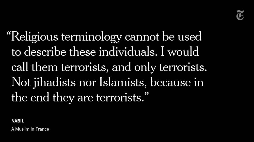 nytimes's tweet photo. Muslims in Paris condemn the terrorists who attacked their city https://t.co/mPOTqG2dyQ https://t.co/BXl56QgyN6