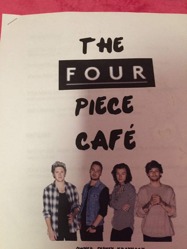 TheHSLoveClub's tweet photo. LAST YEAR I HAD TO MAKE A MENU USING A CERTAIN TOPIC AND I CHOSE ONE DIRECTION OMFG https://t.co/9LvxNwhO1H