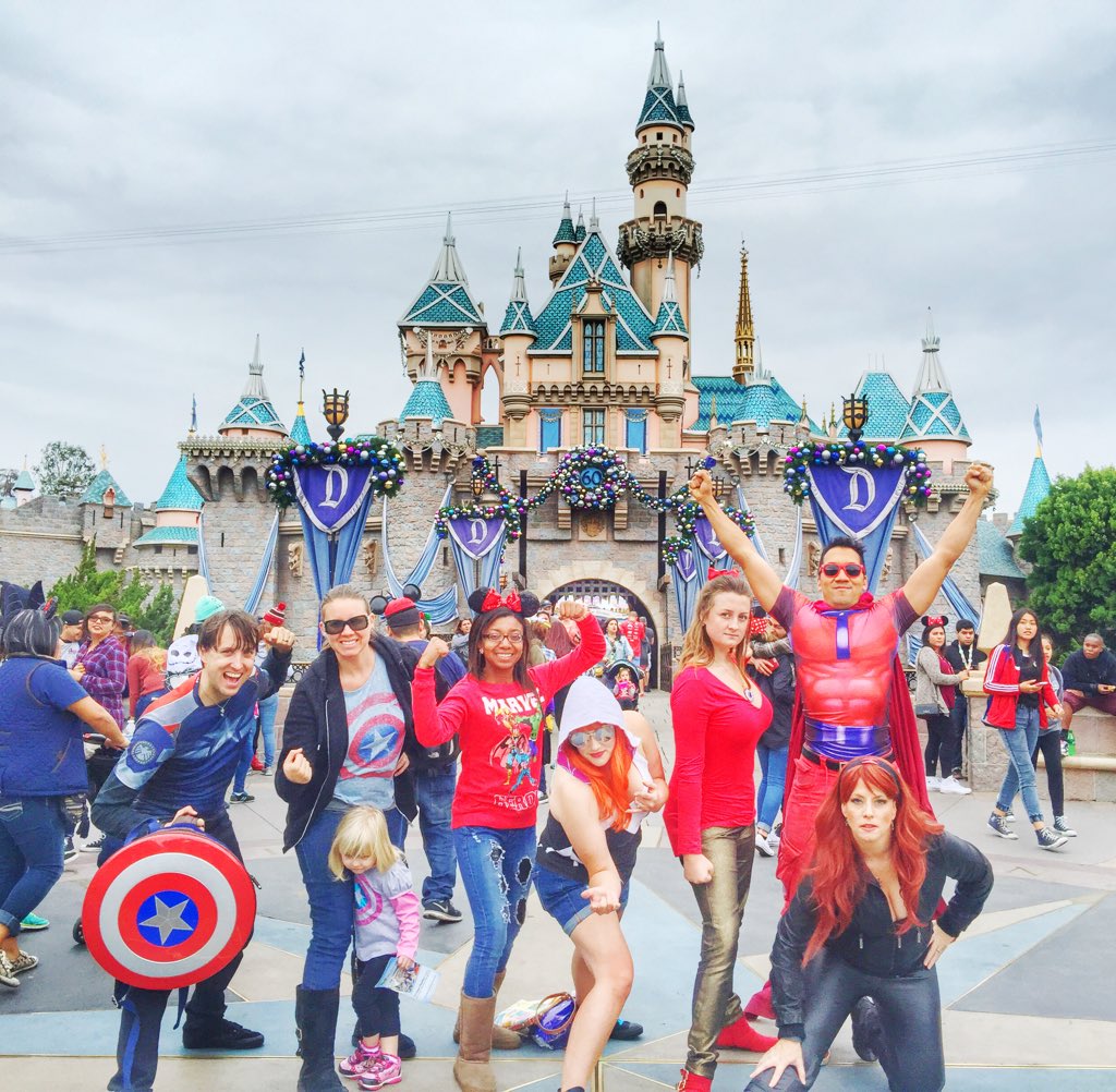 SuperheroDayDL's tweet photo. Superheroes assemble at the castle! Next meet up is 4p at Marvel store at Tomorrowland, then 6p at the Lego Store https://t.co/c8FF9VmR4I