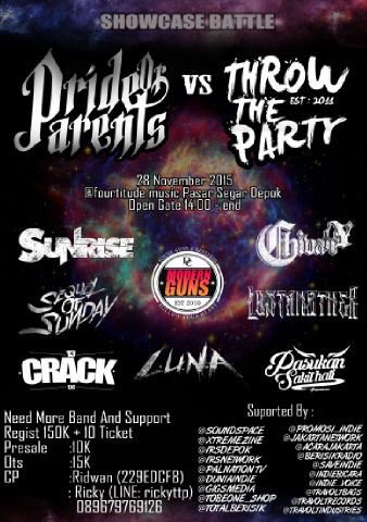 ShowcaseBattle @PRIDEOFPARENTS_ vs <a href="/THROWthePARTY/">THROW THE PARTY</a> 28-11-15 <a href="/SoundSpace_/">Sound Space</a> w/ <a href="/LUNAjkt/">L.U.N.A</a> <a href="/lostanother/">LOST ANOTHER</a>