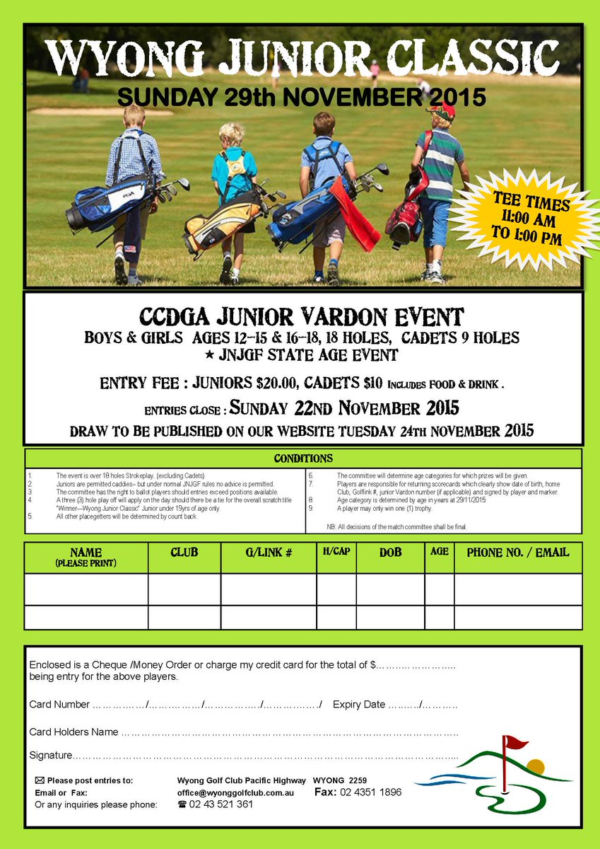 WyongGolfClub's tweet image. Wyong Junior Classic 29th November 2015 Click the link to enter. wyonggolfclub.com.au/layouts/mp_sta…