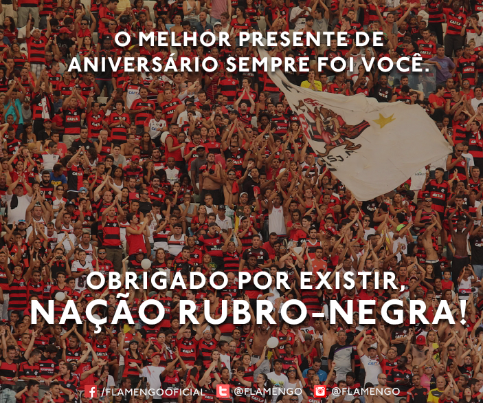 Flamengo's tweet photo. Não importa onde, quando, contra quem, faça chuva ou faça sol. Há 120 anos fazendo do Flamengo um clube GIGANTE! https://t.co/J3CDldVdXP