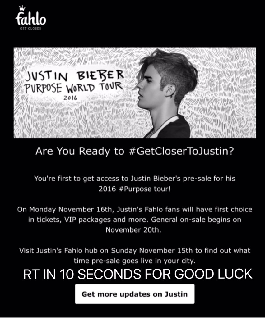 lizwut's tweet photo. purpose tour pre sale https://t.co/c3Cddkt6zW