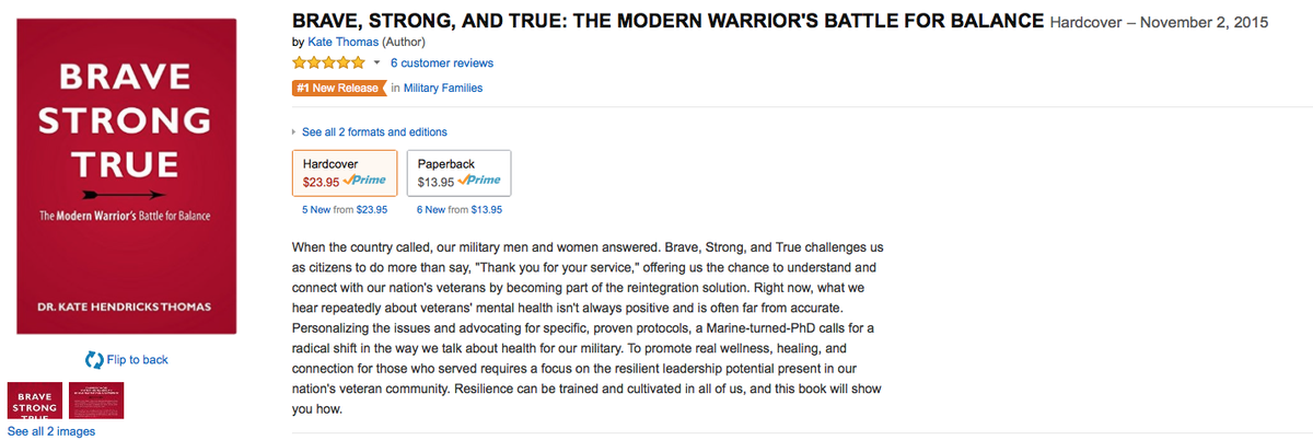 Semper_Sarah's tweet photo. @PrecisionWell's #BraveStrongTrue #1 New Release in #MilitaryFamilies! Way2goKate! @TeamRWB @BreneBrown @GatherYoga https://t.co/MpAViJm3XD