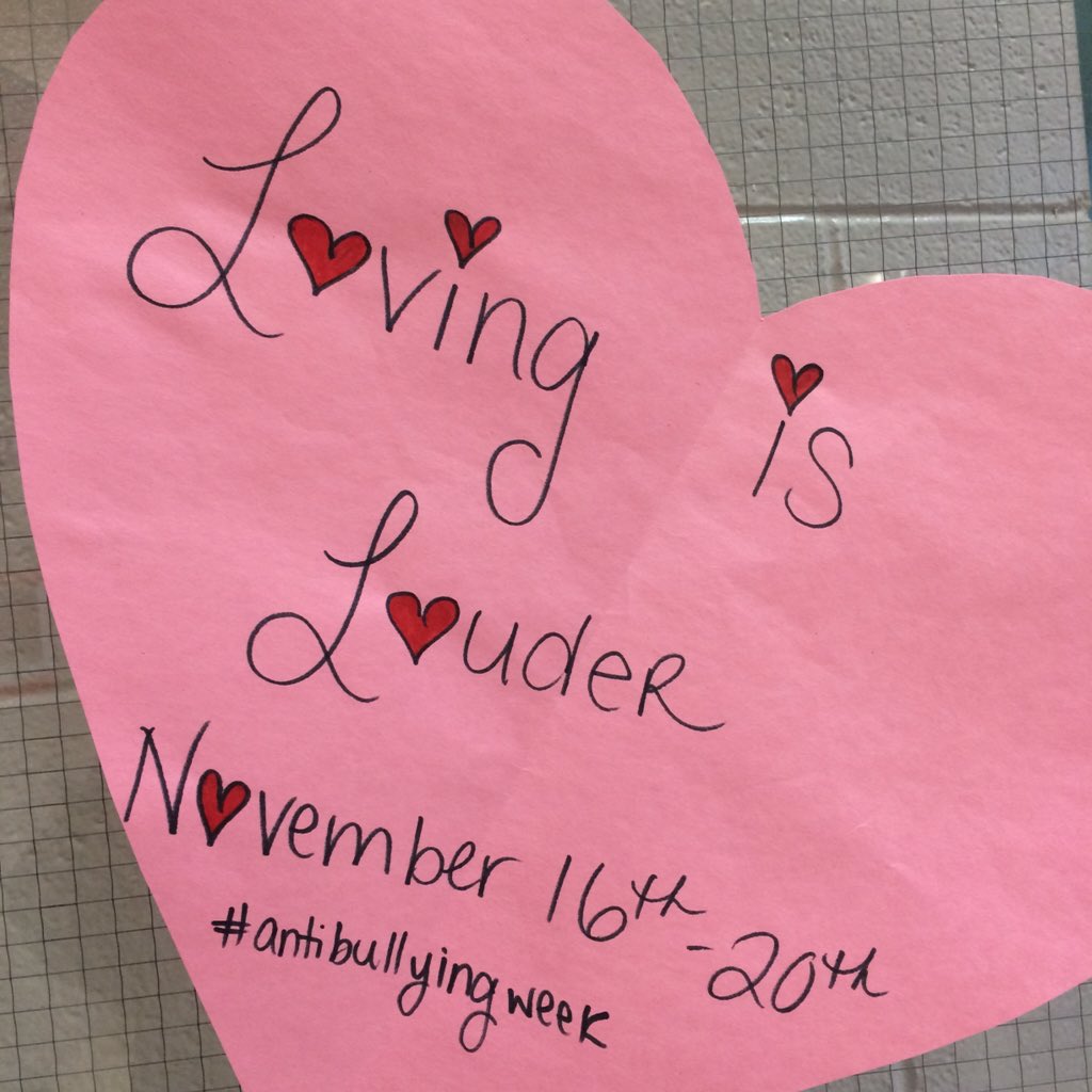 JanetDemaiter's tweet photo. 'Loving is Louder' anti-bullying week at NCC.Thanks peer mentors. #NCCschool #ALCDSB #AntiBullyingWeek https://t.co/MUlJ56TMbI