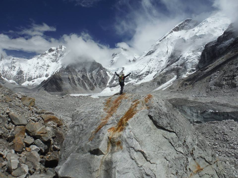 AccentAdventure's tweet photo. Traveling along the #KhumbaGlacier in @Nepal about an hour away from #EverestBaseCamp! #tbt #Nepal #September2015 https://t.co/b4ftfB1o5V