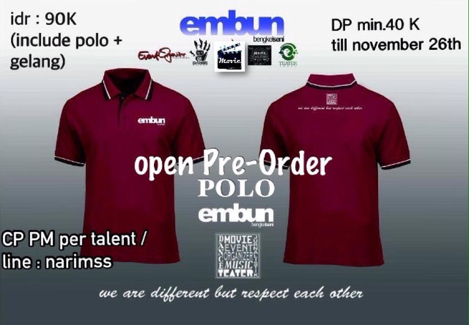 Yuk buat seluruh anak Embun di order polo Embun yang kece ini! Order lgsg hubungin PM msg2 talent yaaahh 👍😎