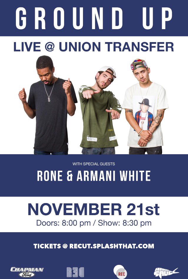 RECphilly's tweet photo. .@TheRealGroundUp is coming to @UnionTransfer on 11/21 w/ @ArmaniLegendary &amp; @_rone RSVP https://t.co/tftuCN8fTb https://t.co/hTmFzRSxSC