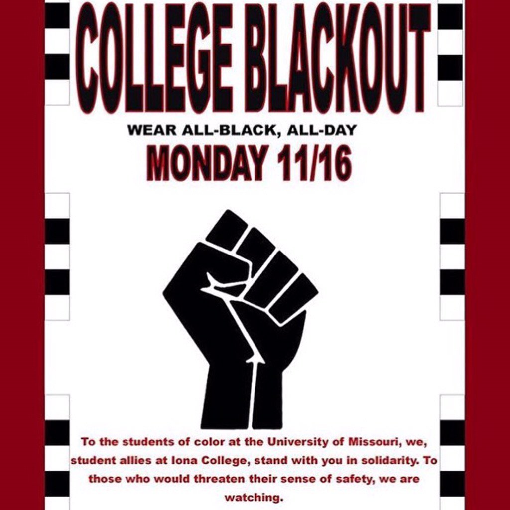 iona_bsu's tweet photo. Join us tomorrow as we wear black to stand in solidarity with the students of the University of Missouri ✊🏾 https://t.co/9wn96IIWm4