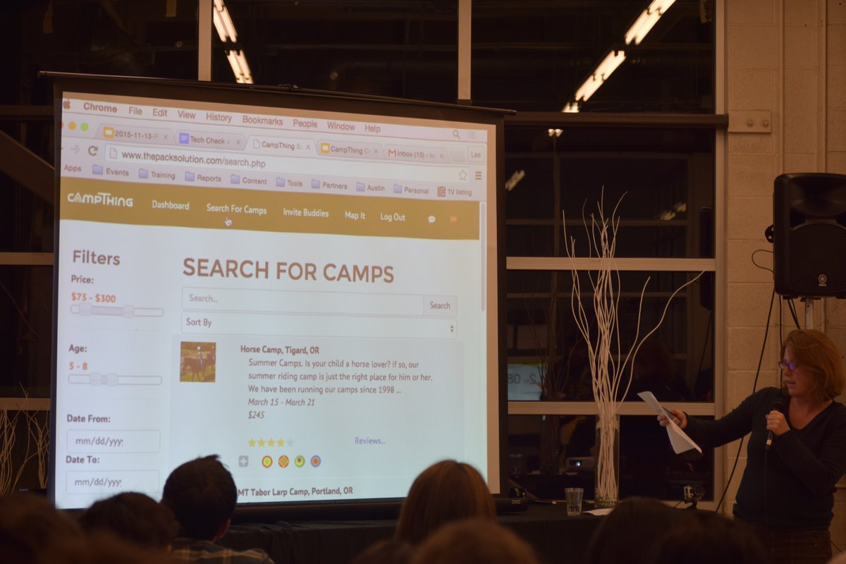 PDXSW's tweet photo. CampThing presenting now!  Find camps for your kids easily! https://t.co/IQ3to07sxk