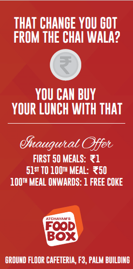 aFoodbox's tweet photo. Can you get a Meal with the change you got from #ChaiWala ??
@Cognizant #ManyataTechPark #FoodboxLaunchBLR https://t.co/k8RlYrcWcL