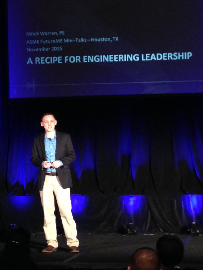 EngineerElize's tweet image. Recipe for Engineering Leadership - Mitch Warren #IMECE2015