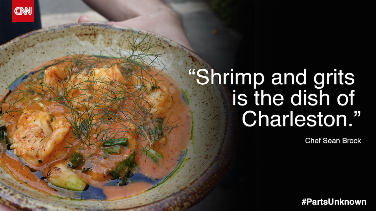 PartsUnknownCNN's tweet photo. "It’s the dish I crave when I leave Charleston and come back." @hseanbrock on shrimp and grits. #PartsUnknown https://t.co/MvOUpYGJeF