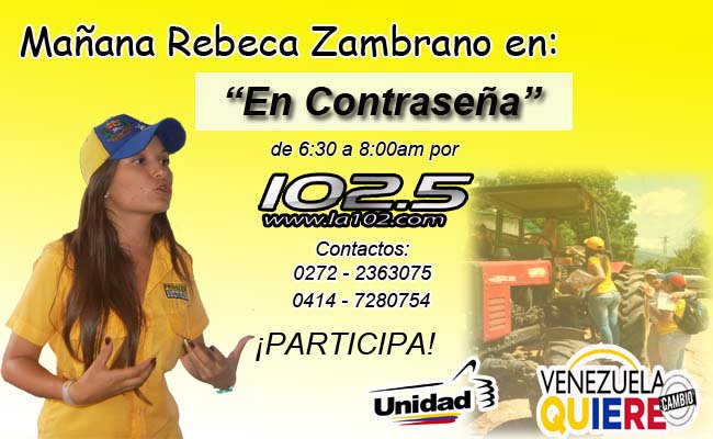 RebaZambrano's tweet photo. Mañana Lunes #16N desde muy temprano por la 102.5Fm.. @Pr1meroJusticia @_TrujilloPJ @ActivismoPJ https://t.co/szyWA1qYrq