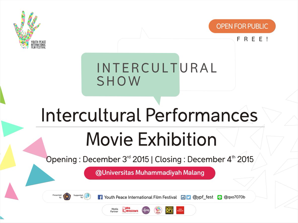 mahasiswamlg's tweet photo. | @YPF_Fest
Intercultural Show | Akan ada penampilan antar budaya dan pemutaran film.
#IROUMM #YPIFF #UNESCO https://t.co/5y4Aiuw6zg