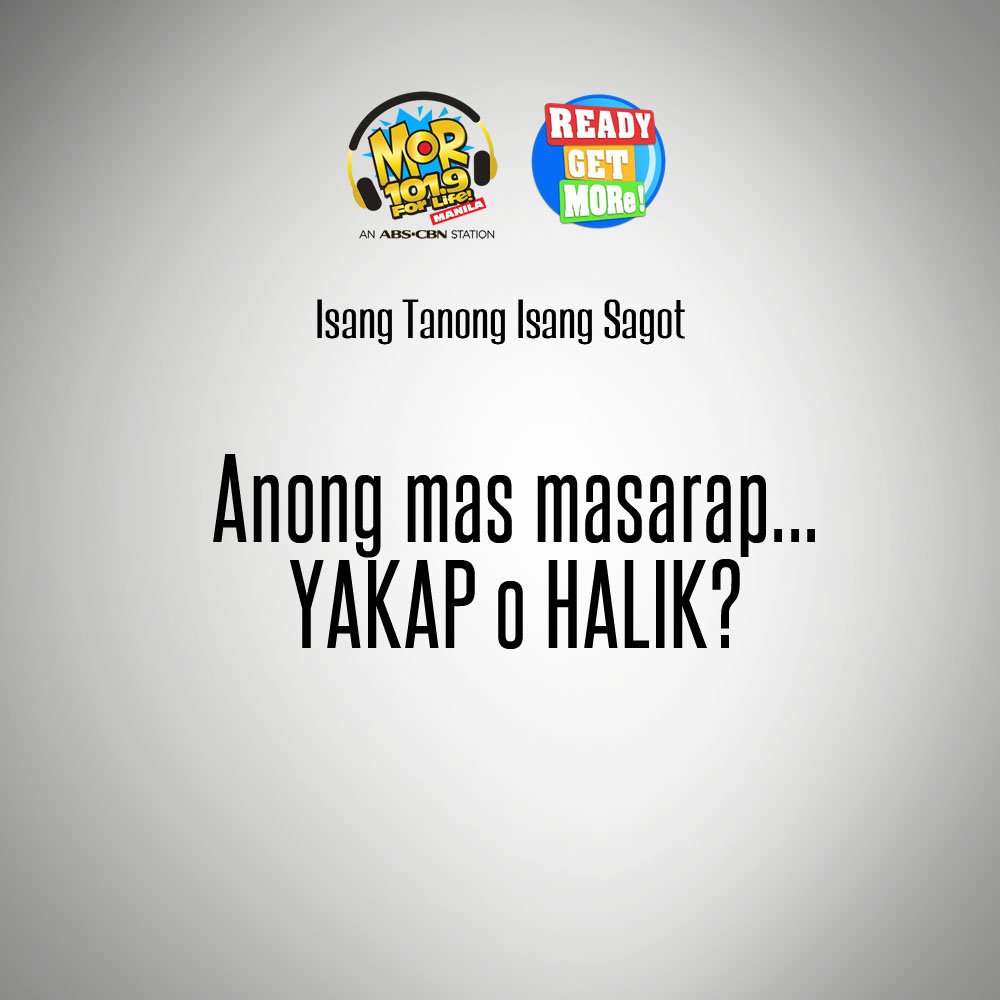 MORentPH's tweet photo. Isang Tanong Isang Sagot 
#ReadyGetMORe @mor1019chikki @mor1019charlz @iamtoniaquino https://t.co/jdqgEO8dQv