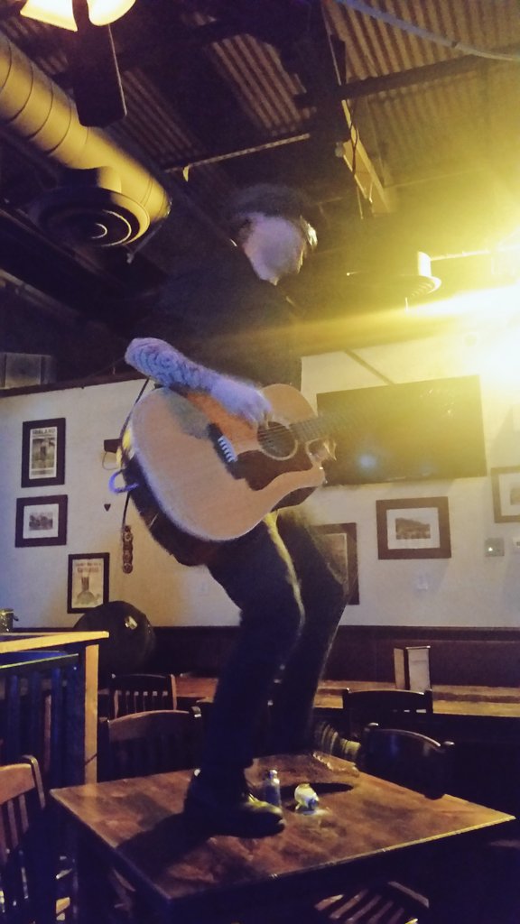 Cockswain_band's tweet photo. It's not a show until Neil gets on a table! #cockswain #gocockswaingo #celticrock #timfinnigans https://t.co/RkvJ0yyr2v