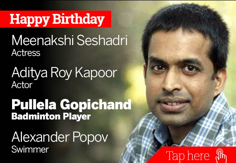 Happy Birthday Meenakshi Seshadri, Aditya Roy Kapoor, Pullela Gopichand, Alexander Popov 