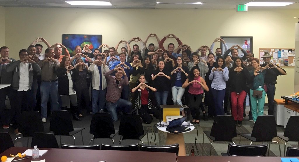 .<a href="/ATXSW/">Startup Weekend ATX</a> ended with a special <a href="/StartupWeekend/">Techstars Startup Weekend</a> group pic sending some love to #SWParis <3 #swfoodtech #PeaceForParis