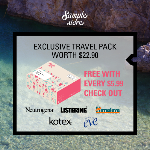 heysamplestore's tweet photo. Get your FREE Sample Store's exclusive travel pack worth $22.90 with every $5.99 checkout! #SampleStore https://t.co/FiakRVUWfy