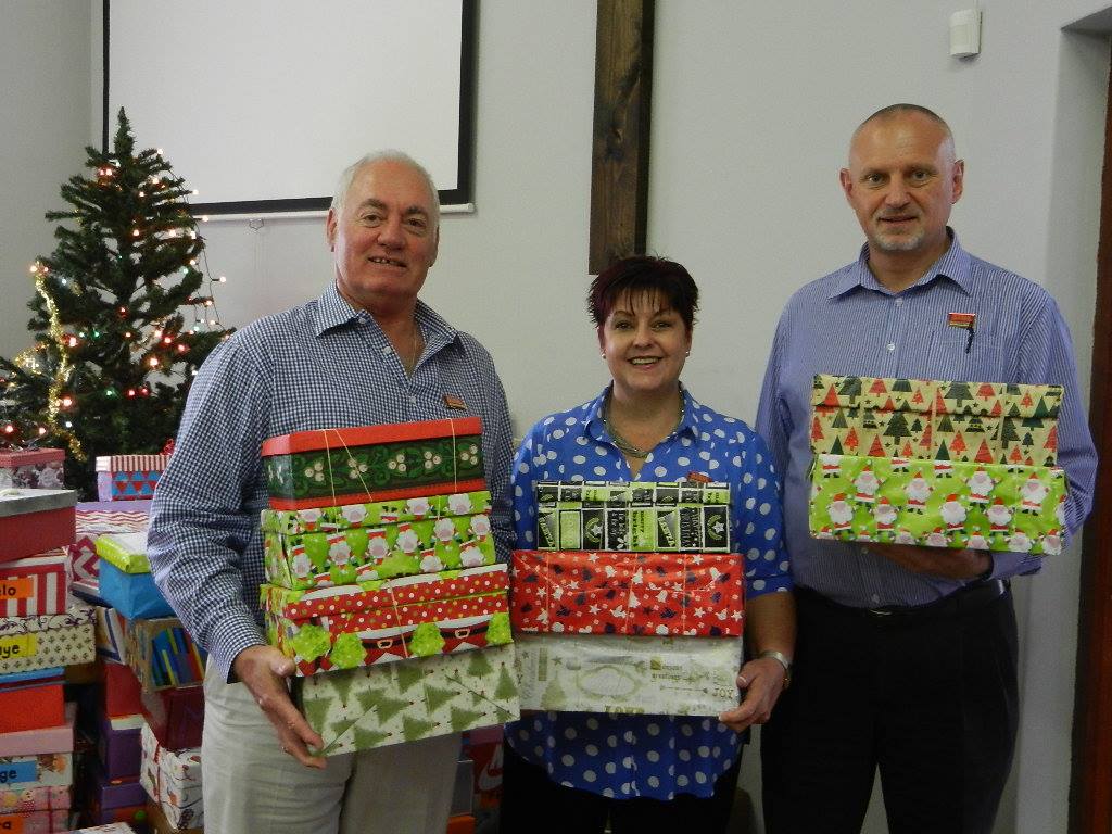 Aida_National's tweet photo. Jonny Lipman, Lorrainne Henning and Lance Gruss dropped off the Santa Shoeboxes from AÏda Hermanus this morning. https://t.co/sMAzbm3zU5