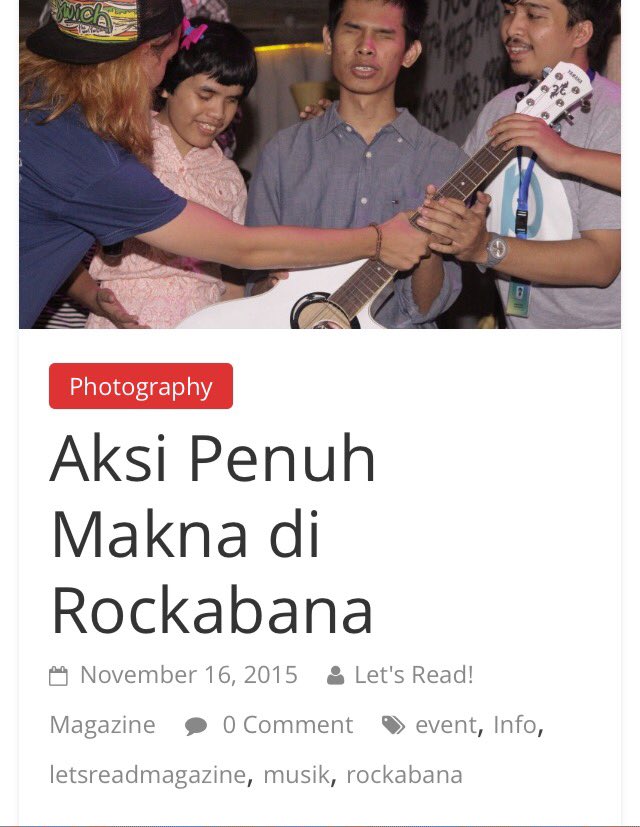 Wah event ROCKABANA kemarin udah terbit loh di Lets Read Magazine. Yuk di cek di websitenya letsreadmagazine.com/2015/11/rockab…