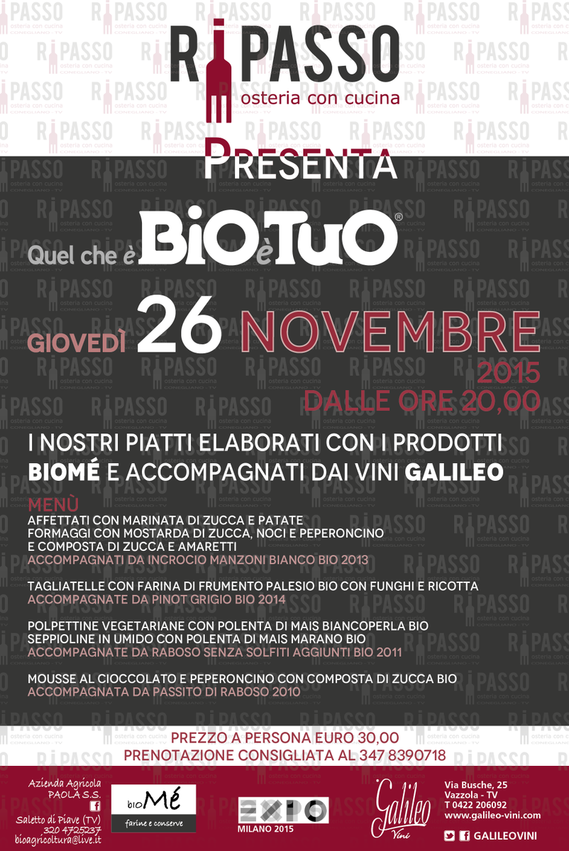 GALILEOVINI's tweet photo. 26 novembre....#quelcheèbioètuo #osteriaripasso #biomè https://t.co/LGxyqHwkrA