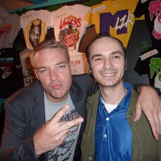 RealSpliffStar's tweet photo. Diplo and I kicking it dropping swag. Rusko and Major Lazer killed it. Circa 2010 in NC. https://t.co/cGAcK6rler