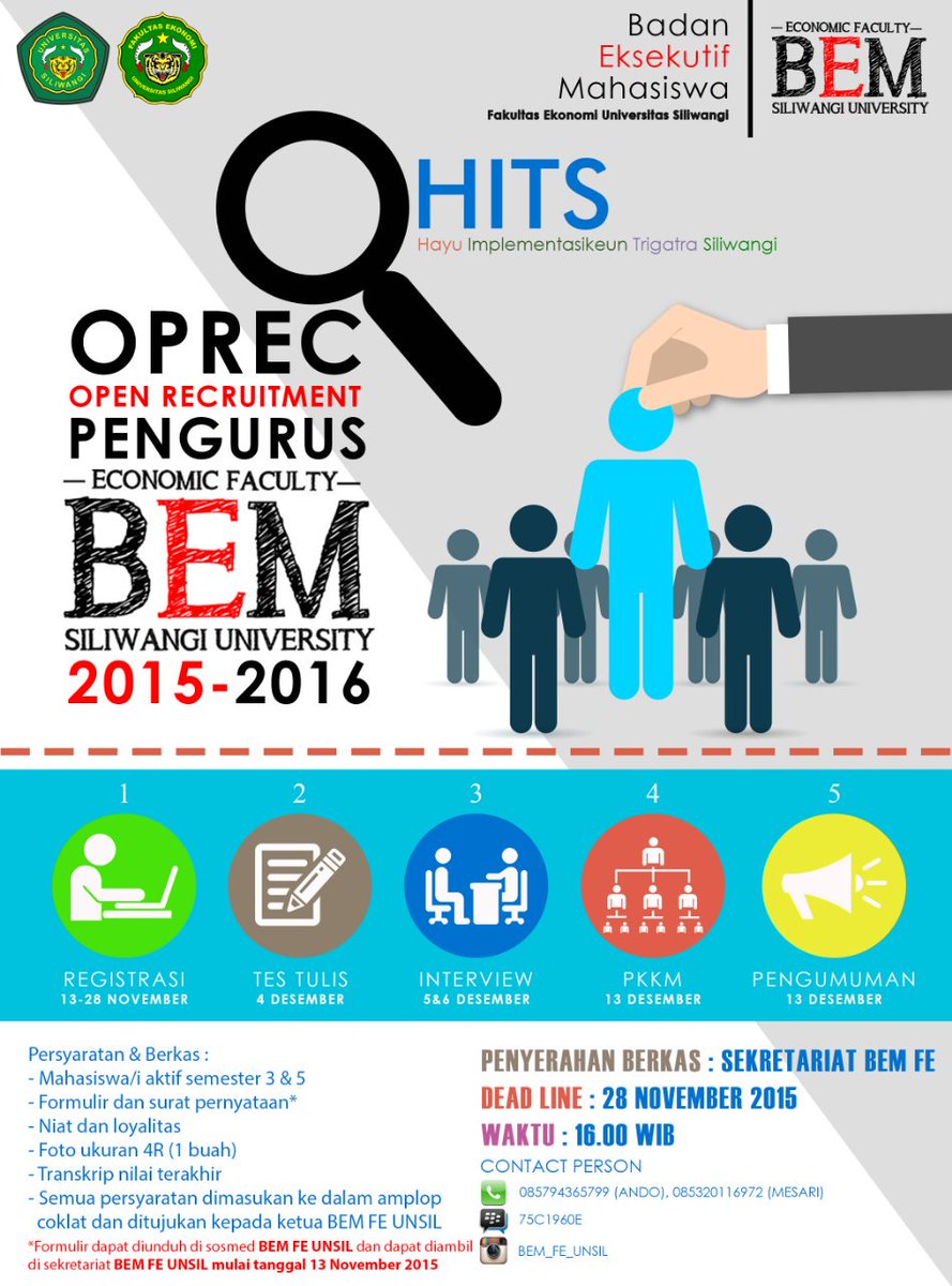 BEMFEUNSIL's tweet photo. OPEN RECRUITMENT PENGURUS BEM FE PERIODE 2015-2016
Formulir dapat di unduh di  https://t.co/B14xBuxwEO https://t.co/zz1kVVPlpZ