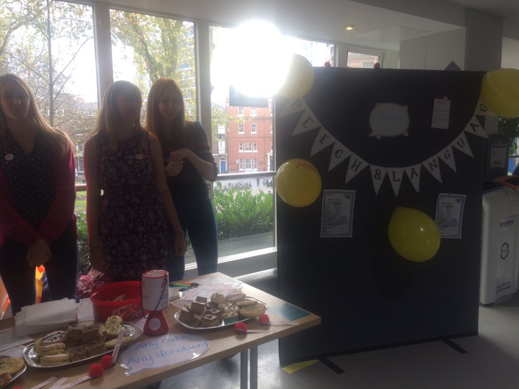 CityLCS's tweet photo. A bit silhouette - our lovely students w bake sale for @Afasic today promoting speech &amp; Lang society @CityUniHealth https://t.co/VYvbSbgsIR