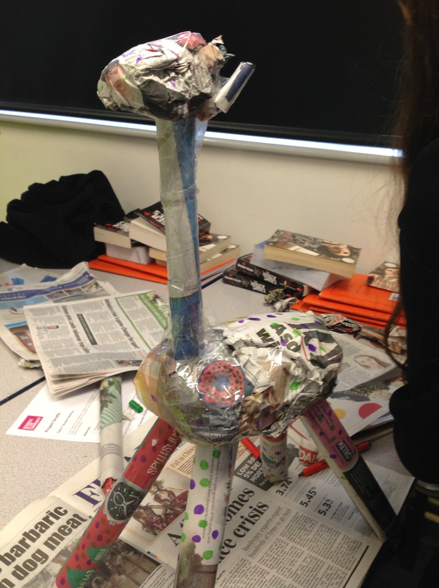 OABrightstowe's tweet photo. Giraffes made by Year 7 and 8 during our KPMG day on Friday https://t.co/hun9HyDJHL