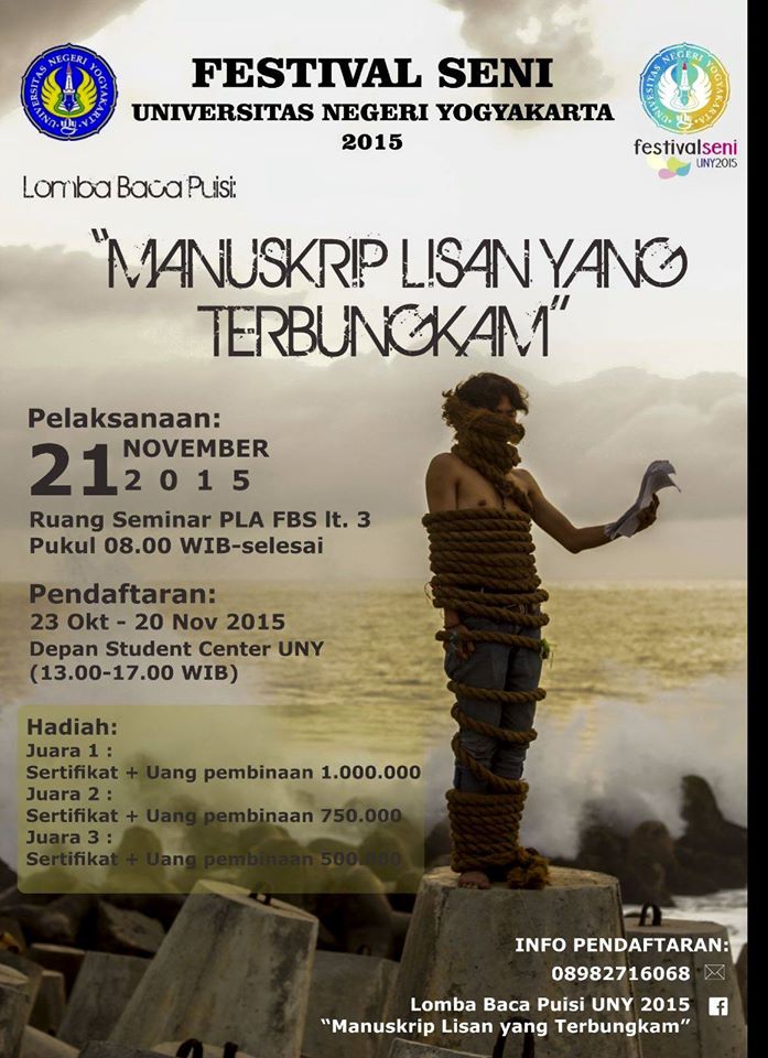 kikikari's tweet photo. Lomba Baca Puisi UNY 2015  tingkat UNIV, pada 21 November 2015, dengan hadiah jutaan rupiah! https://t.co/WNZgLE7maX