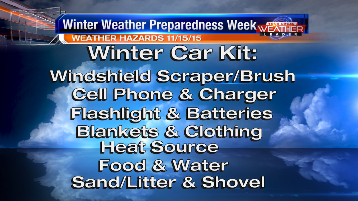 LisaMeadowsCBS's tweet photo. Have you put your winter weather safety kit in your car yet? #winterweatherprepweek https://t.co/U1MsjZrsAT